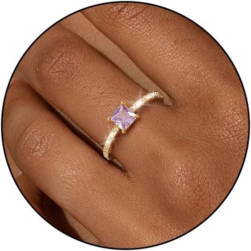 SOLEVAN Birthstone Gold Rings for Women Non Tarnish 14K Gold Plated Stackable Cubic Zirconia Thumb Rings Dainty Cute Emerald Eternity Band Pinky Ring Engagement Wedding Promise Rings Jewelry Gifts