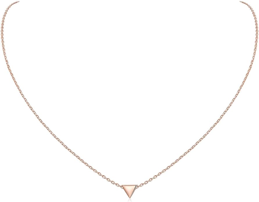 ChicSilver Personalized 925 Sterling Silver Dainty Small Heart/Star/Moon/Dot/Triangle Pendant Necklace for Women, Silver/Gold/Rose Gold/Black (with Gift Box)