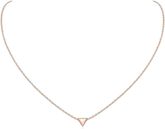 ChicSilver Personalized 925 Sterling Silver Dainty Small Heart/Star/Moon/Dot/Triangle Pendant Necklace for Women, Silver/Gold/Rose Gold/Black (with Gift Box)