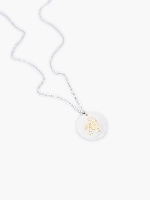 Zodiac Sign Necklace – Mother of Pearl Pendant – Available in Two Finish 925 Sterling Silver and 14K Gold Plated – Adjustable Chain – Horoscope Jewelry Gift with Zodiac Card & Gift Box