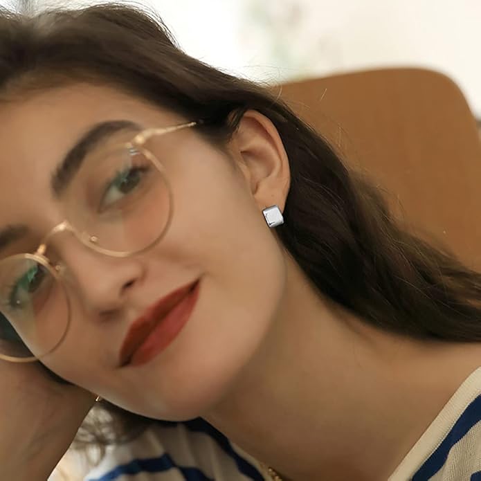 14K Gold Plated Hoop Earring Small Square Huggies Hoops For Women, Minimalist Cute Earrings for Women Girls Gift, gold silver rose gold black and CZ