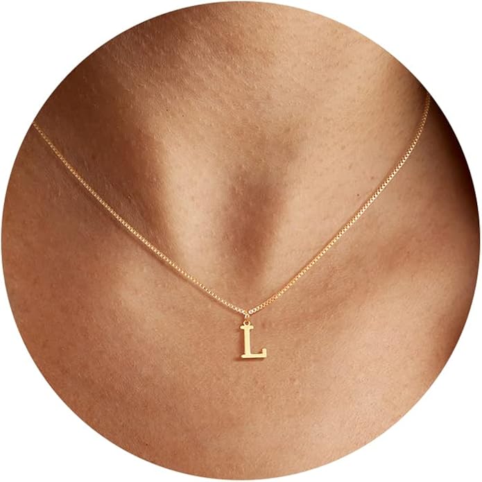 Foxgirl Gold Initial Necklaces for Women, Dainty Gold Letter Necklace Tiny A-Z Pendant Choker Necklace Trendy Cute Personalized Monogram Name Necklace Gold Jewelry Necklace for Women Gift