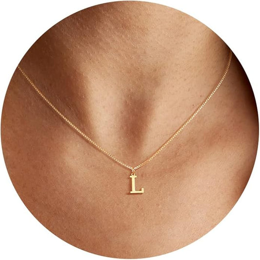 Foxgirl Gold Initial Necklaces for Women, Dainty Gold Letter Necklace Tiny A-Z Pendant Choker Necklace Trendy Cute Personalized Monogram Name Necklace Gold Jewelry Necklace for Women Gift