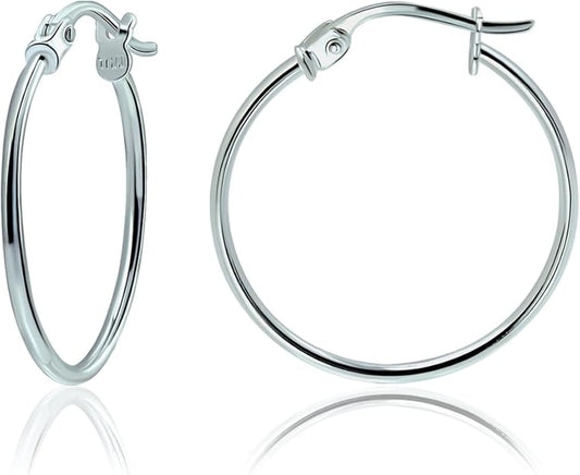 SEA OF ICE 925 Sterling Silver Hoop Earrings for Women - Hypoallergenic Earrings for Women in Sterling Silver, Yellow Gold, Rose Gold or Black Rhodium | Sizes 12MM, 15MM, 20MM or Multipack