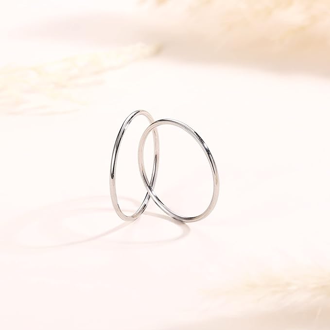 MILACOLATO 1mm Stainless Steel Stacking Rings for Women | Thin 14K Gold Plated Band Rings | Stackable Knuckle Rings Thumb Pinky Midi Rings | Comfort-Fit Size 3/4/5/6/7/8/9