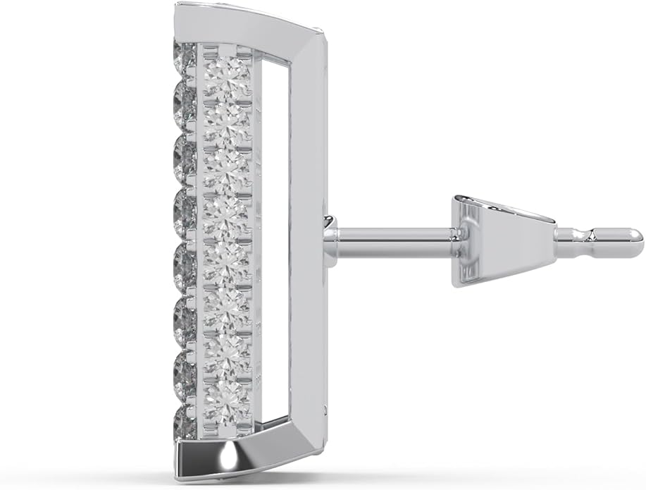 WHY SO SILVER INC 0.89 Ctw Natural Diamond Pave-Set Square Stud Earrings for Women | 925 Sterling Silver | Color I-J, Clarity I2-I3 | Fine Jewelry Gift Box Included