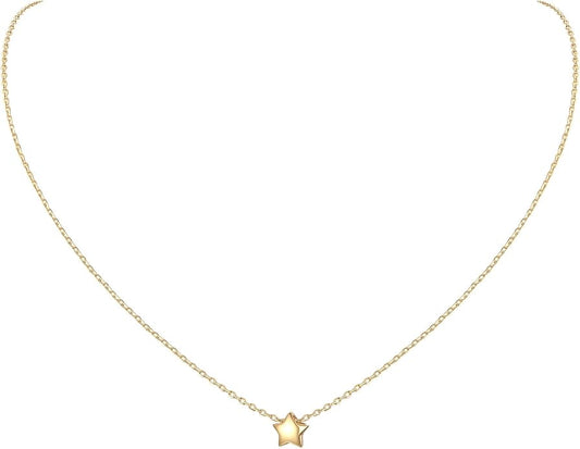 ChicSilver Personalized 925 Sterling Silver Dainty Small Heart/Star/Moon/Dot/Triangle Pendant Necklace for Women, Silver/Gold/Rose Gold/Black (with Gift Box)
