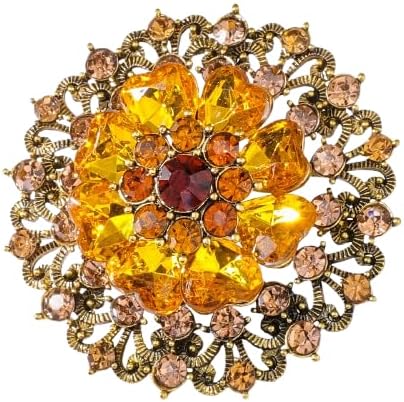 Rhinestone Crystal Flower Brooch Pin for Women,Vintage Multicolor Crystal Floral Lapel Pins Statement Sunflower Brooch Fashion Bride Formal Dress Jewelry
