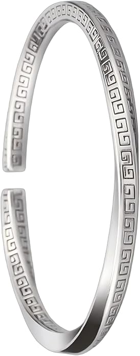 Kim Carrey S925 Sterling Silver Bracelet, Open Bangle Cuff Design, Men's Stacked Bracelets Gift Jewelry for My Man