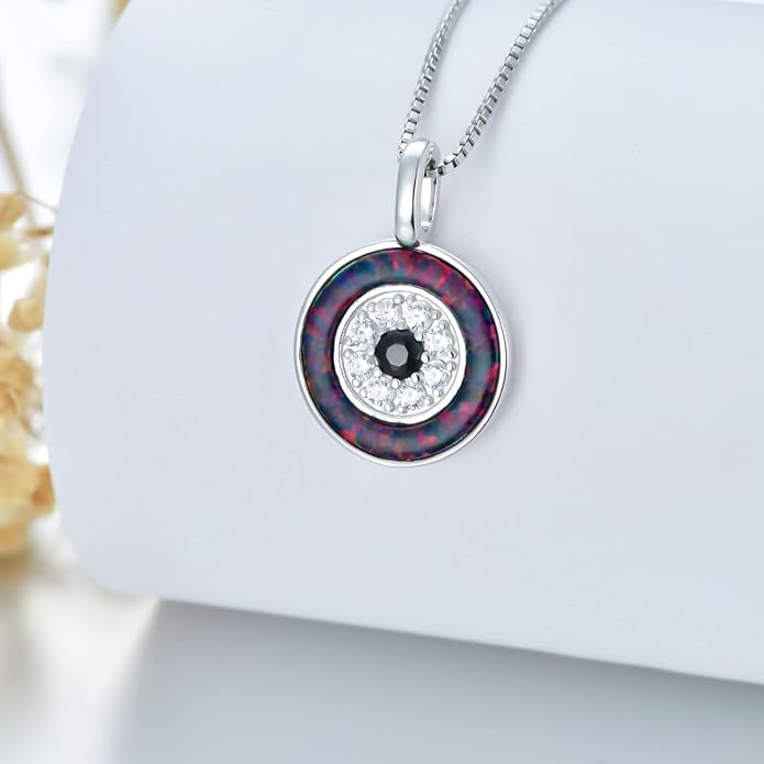 PEIMKO Evil Eye Necklace for Women 925 Sterling Silver Greek Protection Evil Eye Necklaces Jewelry Amulet Gift for Women
