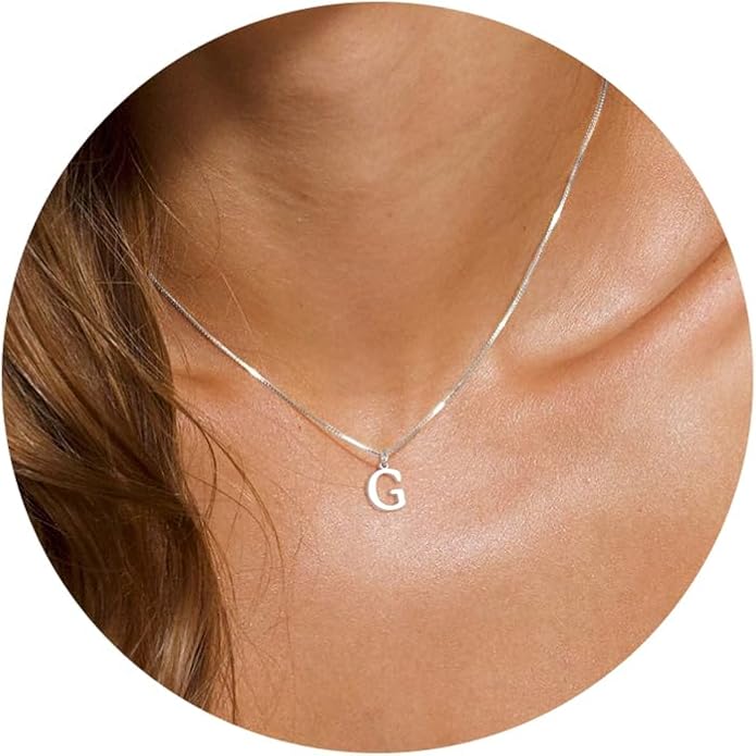 Foxgirl Gold Initial Necklaces for Women, Dainty Gold Letter Necklace Tiny A-Z Pendant Choker Necklace Trendy Cute Personalized Monogram Name Necklace Gold Jewelry Necklace for Women Gift