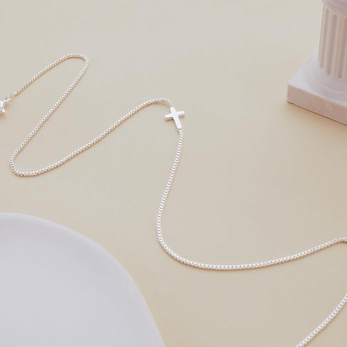 Cross Necklace for Women 14K Gold Silver Plated Dainty Small Cross Pendant Choker Simple Trendy Cute Cross Charm Chain Necklace Easter Basket Stuffers Baptism Religious Faith Jewelry Gift