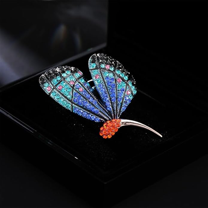 14K Gold Luxury Butterfly Brooch Sparkling Moissanite Accents & Enamel Painted Details, Retro Chic for Cheongsam, Coats & Formal Attire