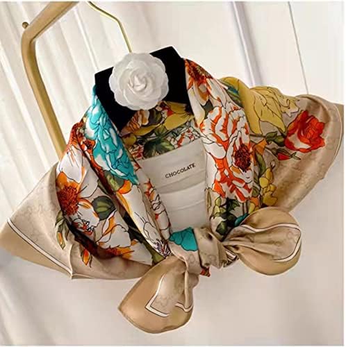 ANDANTINO 100% Mulberry Silk Square Scarf for Hair-25.6" X25.6'' Women Men Natural Silk Neckerchief Digital Printed Headscarf