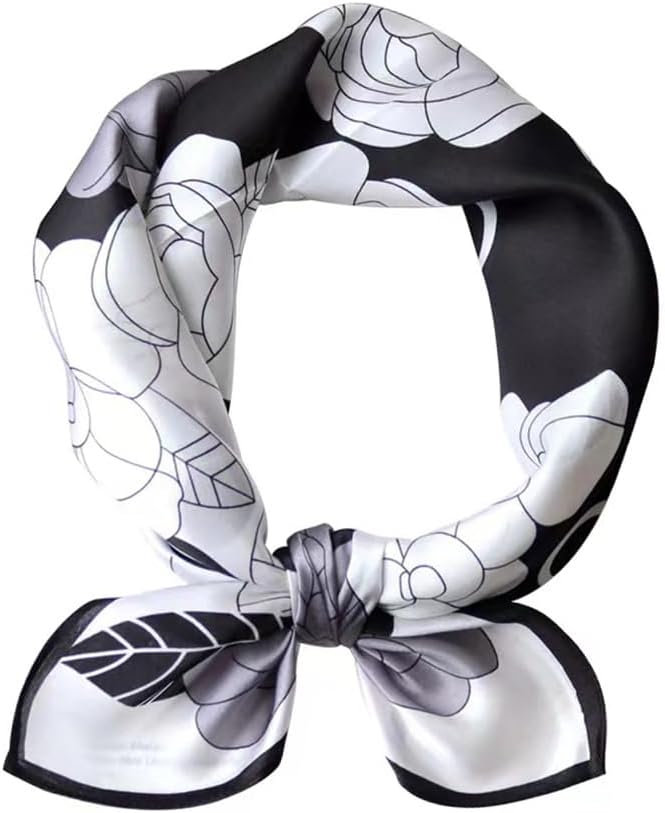 ANDANTINO 100% Mulberry Silk Square Scarf for Hair-25.6" X25.6'' Women Men Natural Silk Neckerchief Digital Printed Headscarf