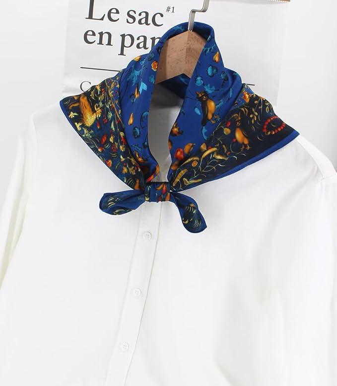ANDANTINO 100% Mulberry Silk Scarf -21” Lightweight Square Neckerchief – Breathable Digital Printed Scarves with Gift Packed
