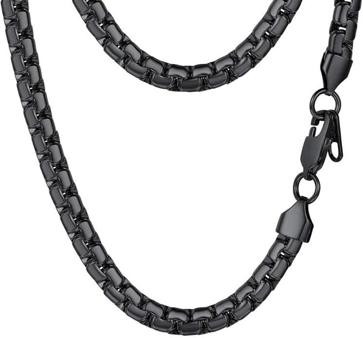 PROSTEEL Stylish Stainless Steel Round Link Chain Necklace for Men, 2mm/4mm/6mm/8mm. Silver/Gold/Black Tone, Hypoallergenic Jewelry, 14"-30", Come with Box