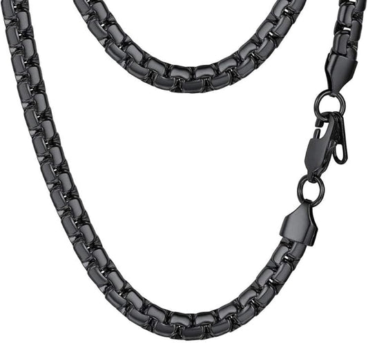 PROSTEEL Stylish Stainless Steel Round Link Chain Necklace for Men, 2mm/4mm/6mm/8mm. Silver/Gold/Black Tone, Hypoallergenic Jewelry, 14"-30", Come with Box