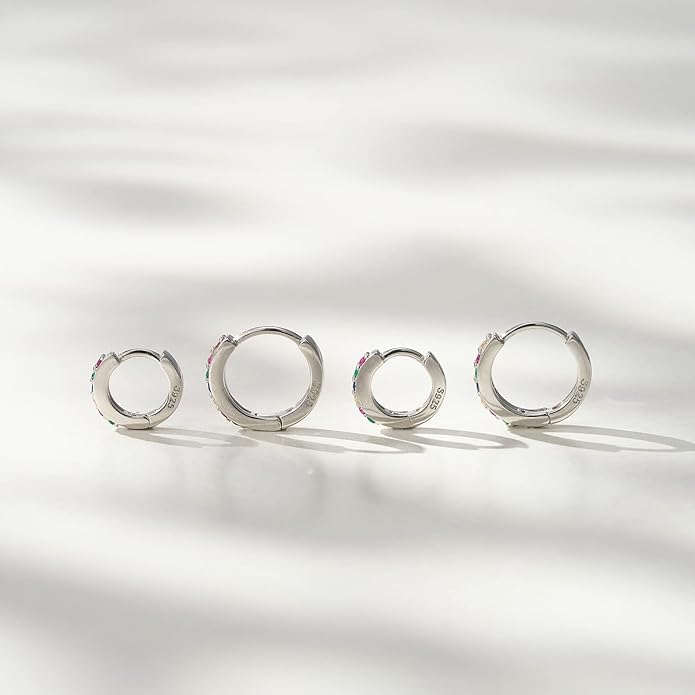 SWEETV 925 Sterling Silver Huggie Hoop Earrings for Women Girls-Tiny Small Cartilage Hoop Earring