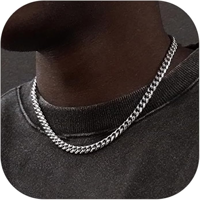 ChainsHouse Miami Cuban Link Chain Necklace for Men, 4.8mm/6mm/10mm/14mm Width, 14K Gold Plated/Stainless Steel/Black Mens Chunky Hip Hop Necklace Curb Chains, 14"-30" Length, Come Gift Box