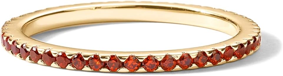 PAVOI 14K Gold Plated Sterling Silver Colored CZ Stones Stackable Ring | Simulated Diamond Eternity Bands for Women