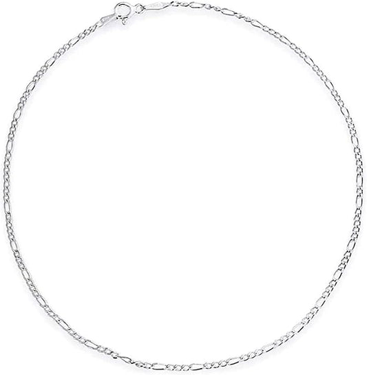 Savlano 925 Sterling Silver Solid Italian Figaro, Rope,Herringbone, Curb, Ball Bead, Snake, Mariner Chain Anklet for Women, Comes in 0.8mm - 5mm With Gift Box