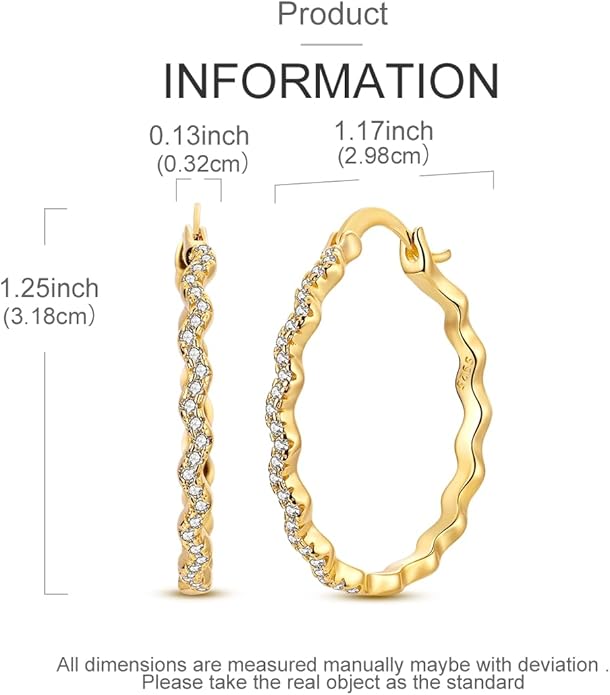 NARMO 925 Sterling Silver Hoop Earrings for Women Hypoallergenic Lightweight Simple Huggie Hoop Earrings Twisted Hoop Earrings Colorful Cubic Zirconia Hoop Earrings Rainbow Hoop Earrings