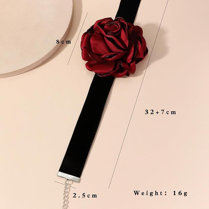 Flower Choker Necklace for Women Vintage Rose Flower Necklace Velvet Ribbon Camellia Floral Choker Necklaces Elegant Summer Necklace Jewelry for Retro Weddings 90s Costume Parties Holiday