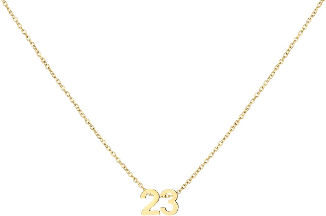 Number Necklace for Women Dainty 18K Gold Plated Pendant Necklace Charm Birth Month Personalized Jewelry Birthday Gift