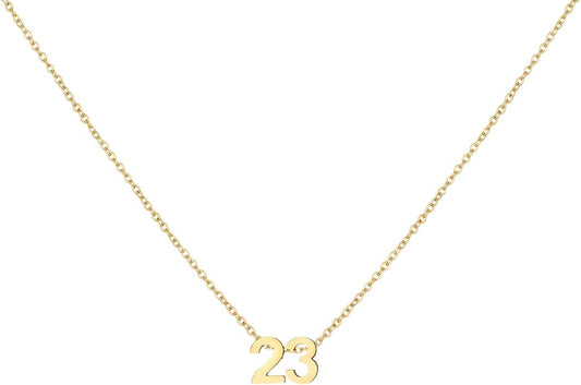 Number Necklace for Women Dainty 18K Gold Plated Pendant Necklace Charm Birth Month Personalized Jewelry Birthday Gift