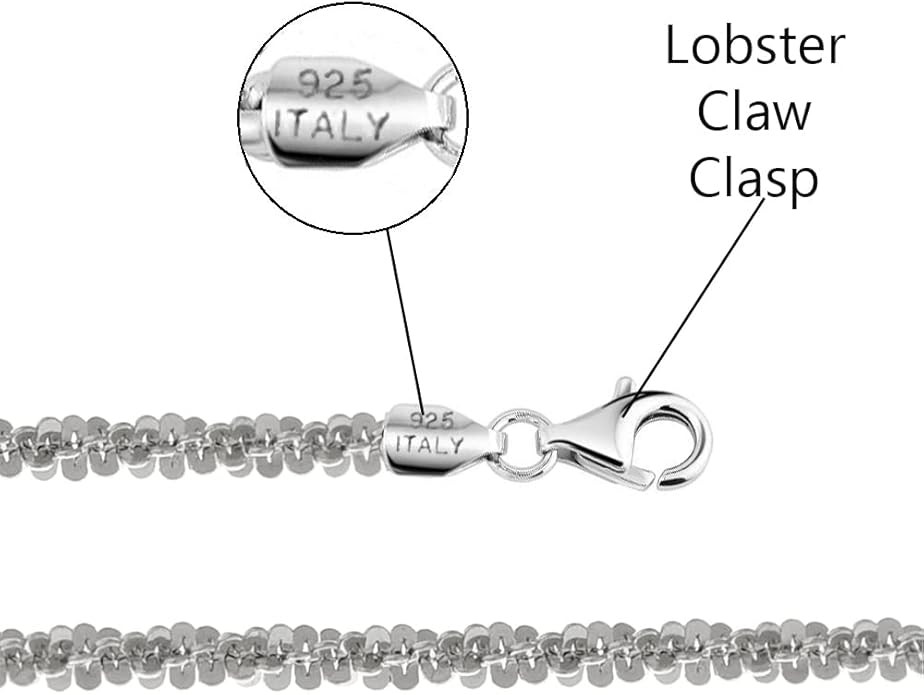 Savlano 925 Sterling Silver Solid Crisscross Roc Chain Necklace For Women - Made in Italy Comes With a Gift Box