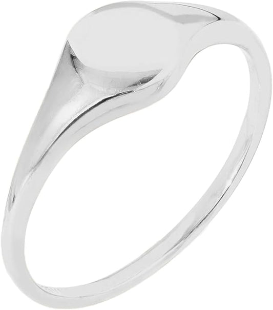 Amazon Essentials 14K Plated Sterling Silver Round Signet Ring