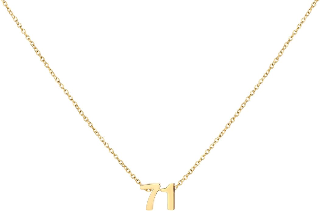 Number Necklace for Women Dainty 18K Gold Plated Pendant Necklace Charm Birth Month Personalized Jewelry Birthday Gift