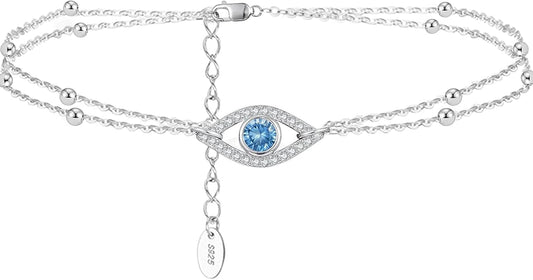925 Sterling Silver Evil Eye Bracelets Infinity Adjustable Bracelet for Women Mother Wife Girlfriend Jewelry Gift