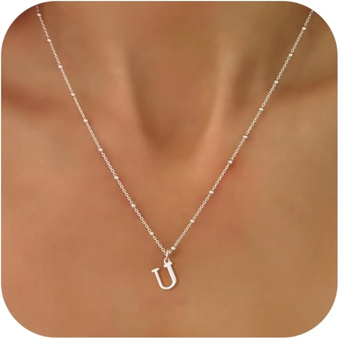 Initial Necklaces for Women Dainty Gold Letter Pendant Necklace 14k Gold Plated A-Z Name Necklaces Cute Charm Choker Necklace Fashion Accessories Non Tarnish Trendy Jewelry Gift