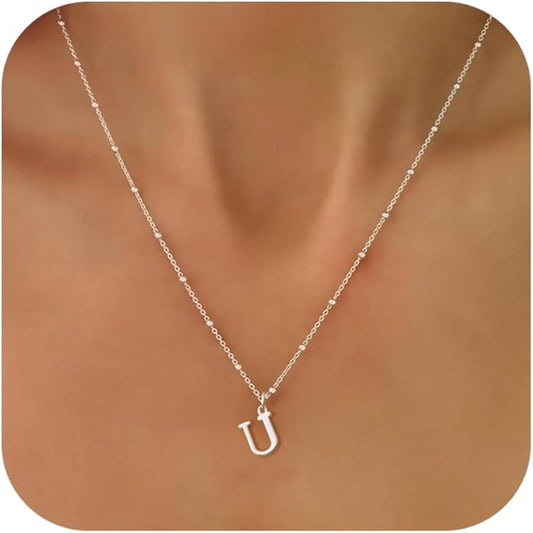 Initial Necklaces for Women Dainty Gold Letter Pendant Necklace 14k Gold Plated A-Z Name Necklaces Cute Charm Choker Necklace Fashion Accessories Non Tarnish Trendy Jewelry Gift