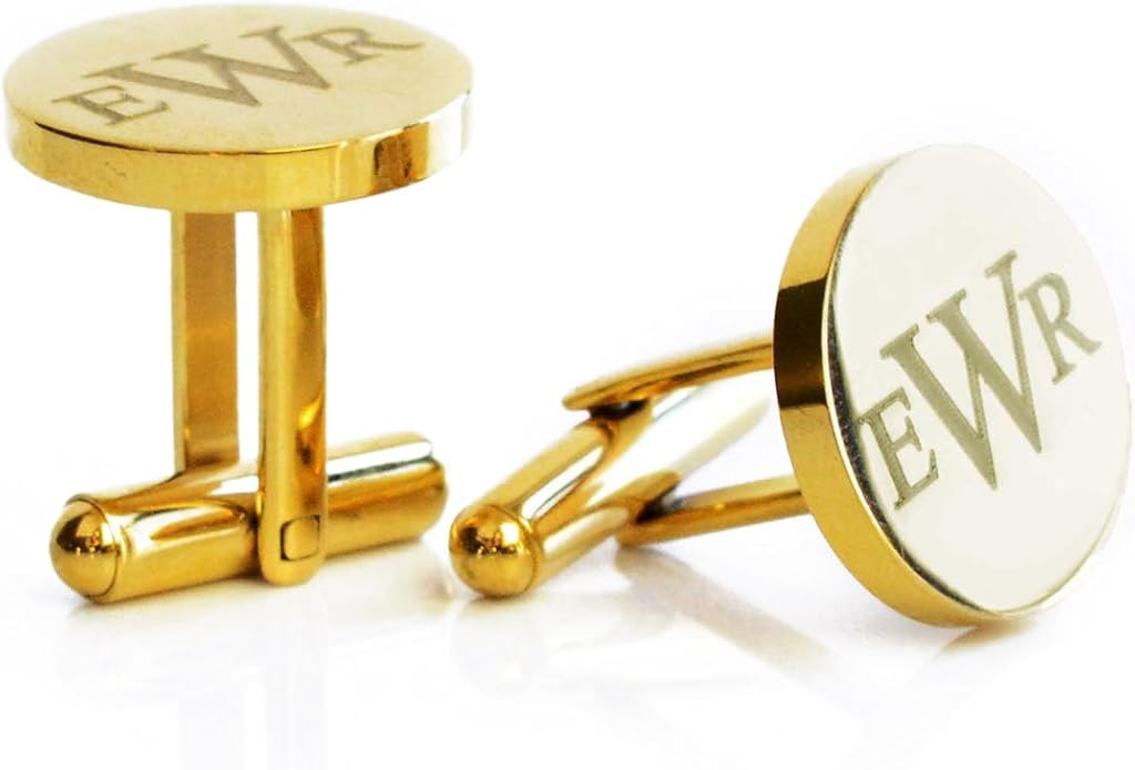 Custom Cuff Links & Personalized Tie Clip Gift Set for Men • Engraved Monogram, Date, Handwriting, Crest, Logo • Father's Day Gift for Dad • Gold, Silver, Black