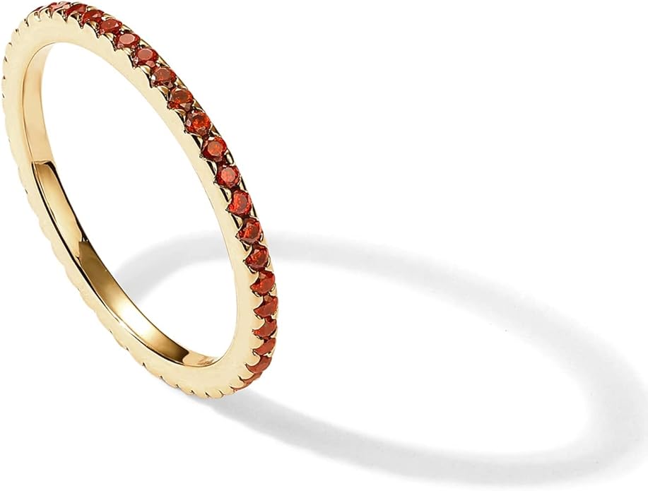 PAVOI 14K Gold Plated Sterling Silver Colored CZ Stones Stackable Ring | Simulated Diamond Eternity Bands for Women