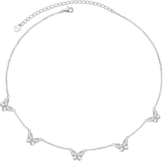 DAOCHONG 925 Sterling Silver Dainty Butterfly Choker Necklace for Women Jewelry Birthday Christmas