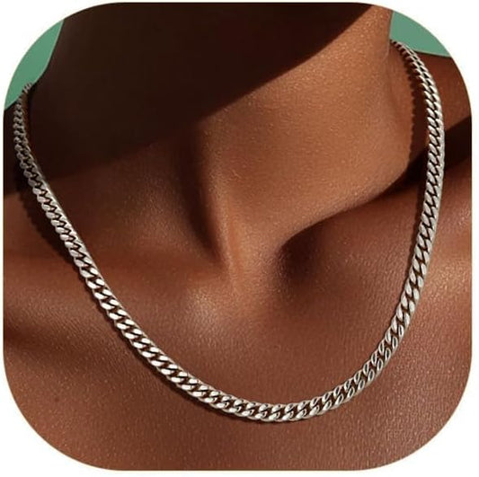 ChainsPro Chunky Cuban Link Chain Necklace for Women,Stainless Steel Silver/Gold Plated Thick Choker, 5/12/14mm Width,18" and 20" Punk Hip Hop Trendy Jewelry Gifts