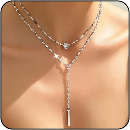 Otxas Lariat Necklace for Women Long Y Shaped Necklaces for Women Drop Necklace Y Shaped Jewelry