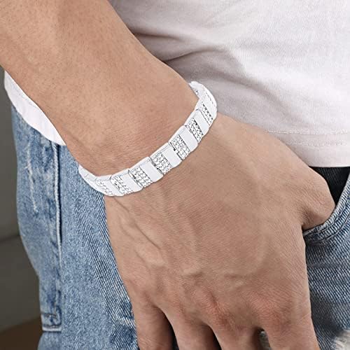 AFFY White Natural Diamond Men's Bracelet In 14k Gold Over Sterling Silver (0.04 cttw)