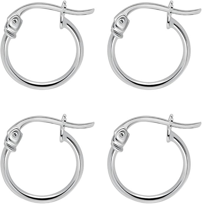 SEA OF ICE 925 Sterling Silver Hoop Earrings for Women - Hypoallergenic Earrings for Women in Sterling Silver, Yellow Gold, Rose Gold or Black Rhodium | Sizes 12MM, 15MM, 20MM or Multipack