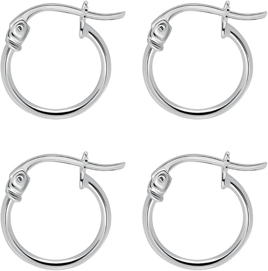 SEA OF ICE 925 Sterling Silver Hoop Earrings for Women - Hypoallergenic Earrings for Women in Sterling Silver, Yellow Gold, Rose Gold or Black Rhodium | Sizes 12MM, 15MM, 20MM or Multipack