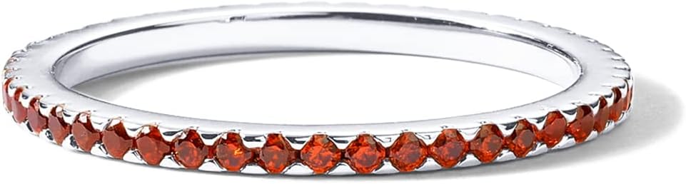 PAVOI 14K Gold Plated Sterling Silver Colored CZ Stones Stackable Ring | Simulated Diamond Eternity Bands for Women