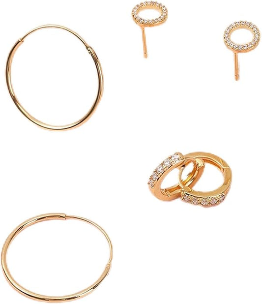 3 Pairs Small Gold Hoop Earrings Stack|Huggie Earring for Women|Non Tarnish Hypoallergenic Jewelry suitable for daily commuting, work, and gatherings