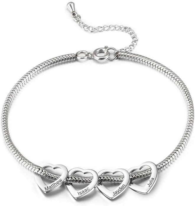 Personalized Anklets for Women Adjustable Silver Gold Anklets with Heart Name Initial Ankle Bracelets for Women Jewelry Gifts for Mom Her