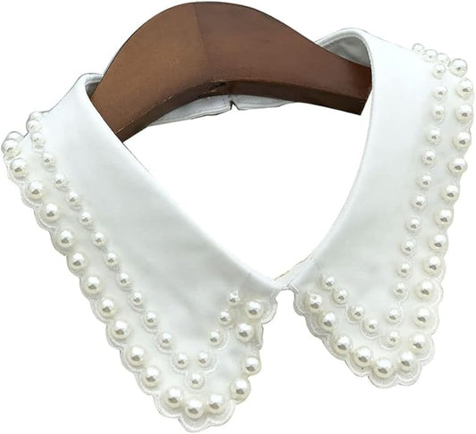 Statement Necklace for Women Girls Simulated Pearl Beaded Bib Detachable False Collar Choker Necklaces Clothing Accessory