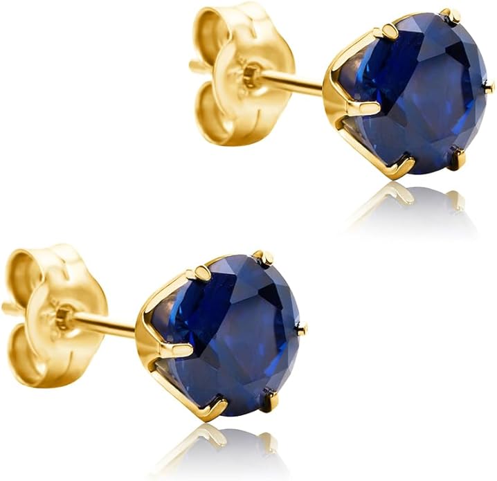 Round 14K Gold Earrings for Women in Solid 14K White Gold 585/14K Yellow Gold 585 with Ruby/Sapphire/Zirconia/Emerald Gemstones, Stud Earrings For Women,Women's Jewelry Delivered in Jewelry Box