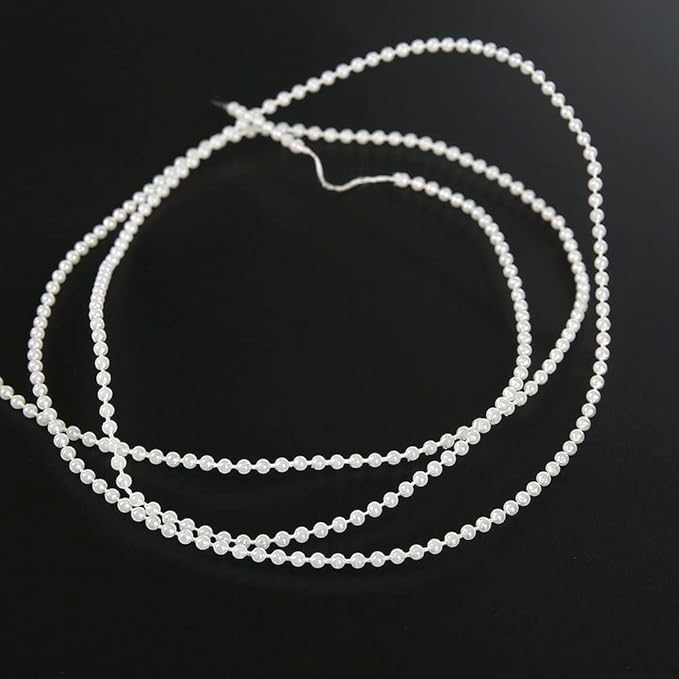 FQTANJU 2.5 mm Ivory Faux Pearl Beads 50M Garland Pearl Bead Roll Strand for DIY Wedding Party Decoration